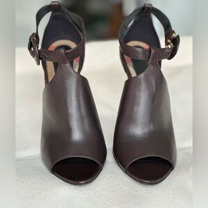 Burberry Brown Leather Ankle Strap Sandals